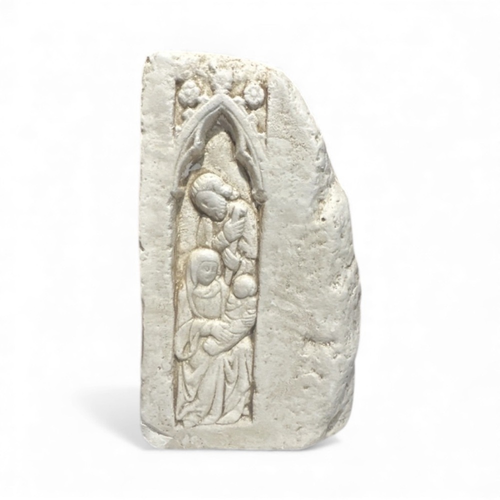 Nativity Holy Family, 3D Christmas Plaster Hanging Wall Plaque. 9x5. Beige